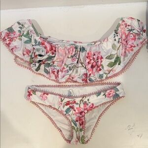 Isabella rose Floral Off-Shoulder Bikini Set both size small
